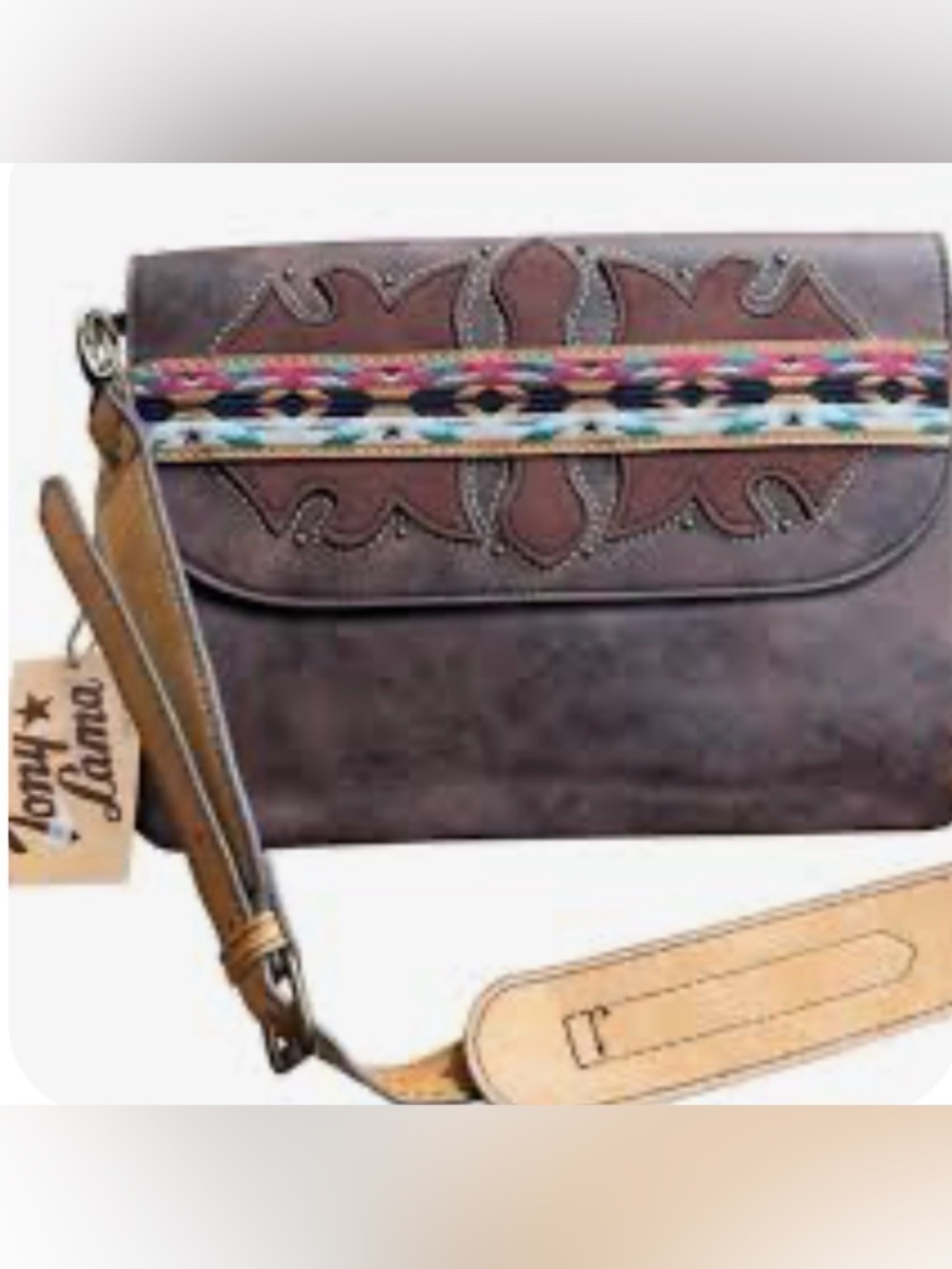 NEW Tony Lama Aztec Embroidered Crossbody Saddle Bag NEW WITH TAGS